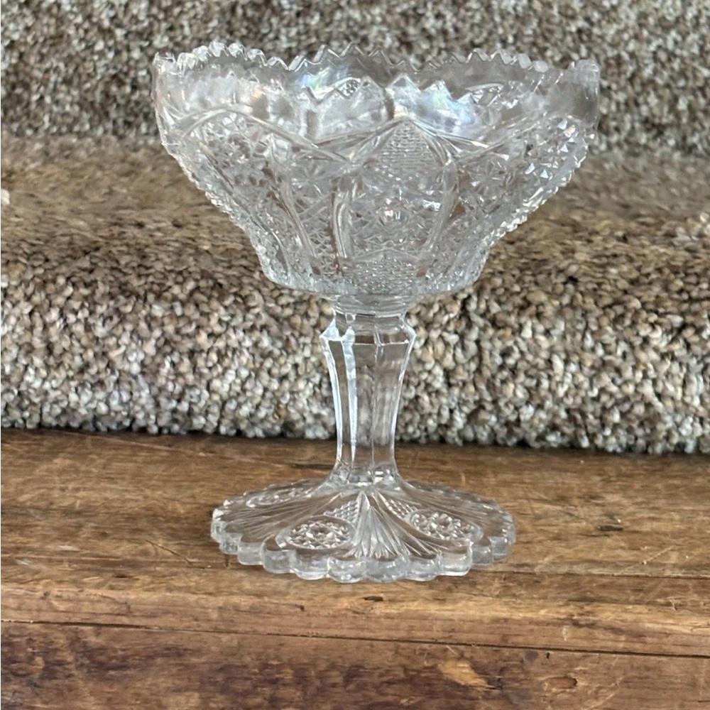Pressed Glass Compote Pedestal Bowl - Clear